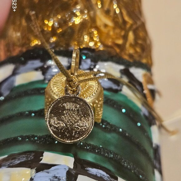 MACKENZIE CHILDS SANTA REINDEER COURTLY CHECK CHRISTMAS HOLIDAY GLASS ORNAMENT - Picture 11 of 13